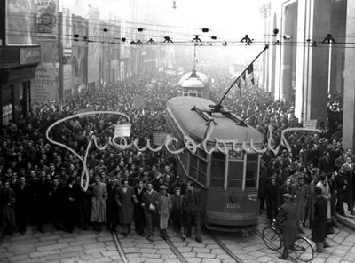 Dimostrazione di disoccupati. Milano, 1948